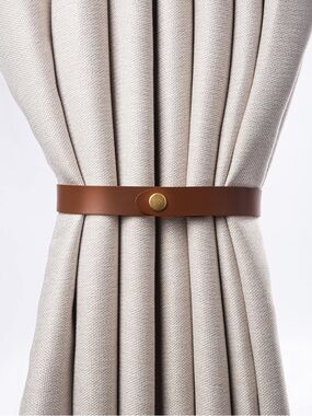 PU Leather Curtain Tiebacks - LIGHT BROWN